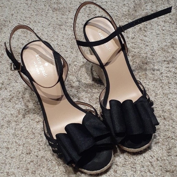 KATE ♤ SPADE sz 8.5 sandal wedges ~wore 1x - Picture 1 of 5